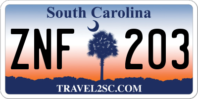 SC license plate ZNF203