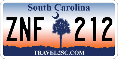 SC license plate ZNF212