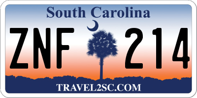 SC license plate ZNF214