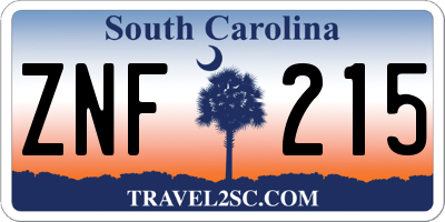 SC license plate ZNF215