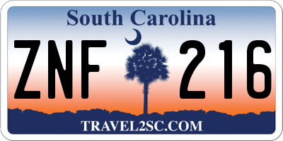 SC license plate ZNF216