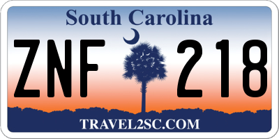 SC license plate ZNF218