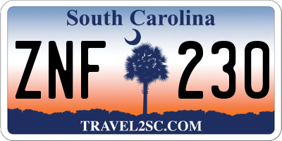 SC license plate ZNF230