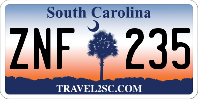 SC license plate ZNF235