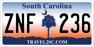 SC license plate ZNF236