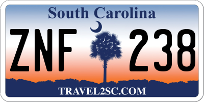 SC license plate ZNF238