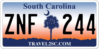 SC license plate ZNF244