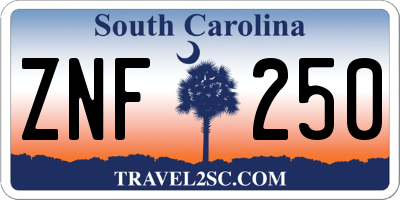 SC license plate ZNF250