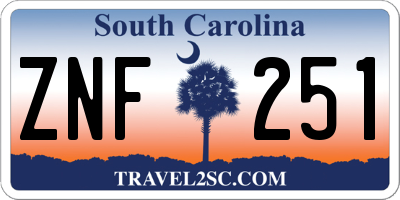 SC license plate ZNF251