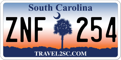 SC license plate ZNF254