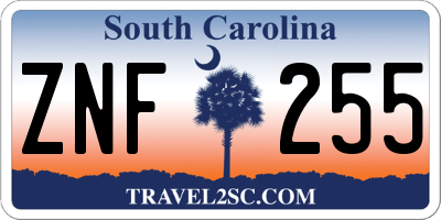 SC license plate ZNF255