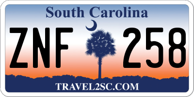 SC license plate ZNF258
