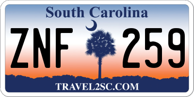 SC license plate ZNF259