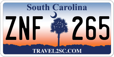 SC license plate ZNF265