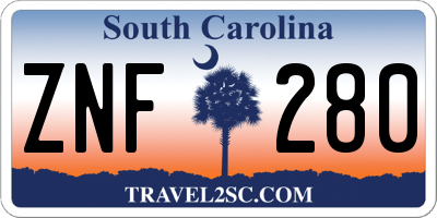 SC license plate ZNF280