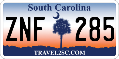 SC license plate ZNF285