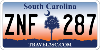 SC license plate ZNF287