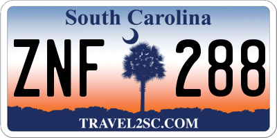 SC license plate ZNF288