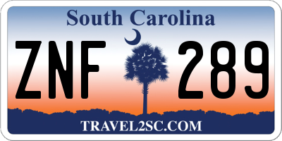 SC license plate ZNF289