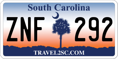 SC license plate ZNF292