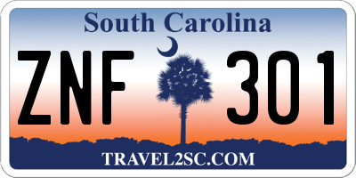 SC license plate ZNF301