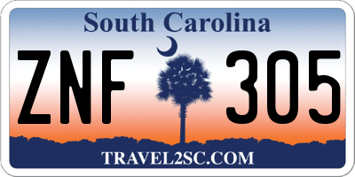 SC license plate ZNF305