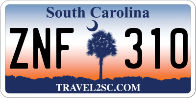 SC license plate ZNF310
