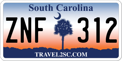SC license plate ZNF312