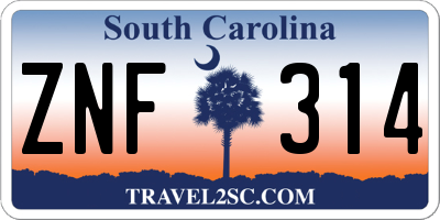 SC license plate ZNF314