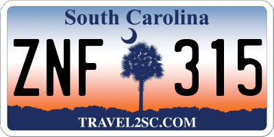 SC license plate ZNF315