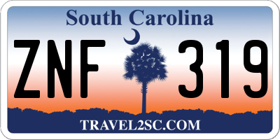 SC license plate ZNF319
