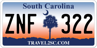 SC license plate ZNF322