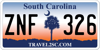 SC license plate ZNF326