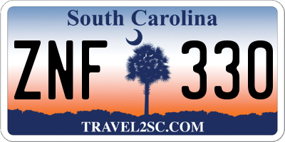 SC license plate ZNF330