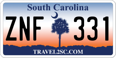 SC license plate ZNF331