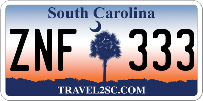 SC license plate ZNF333