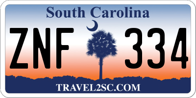 SC license plate ZNF334