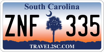 SC license plate ZNF335