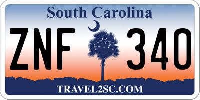 SC license plate ZNF340