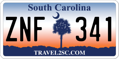 SC license plate ZNF341
