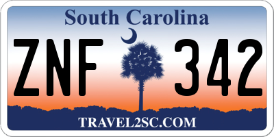 SC license plate ZNF342