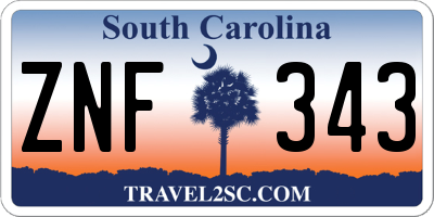 SC license plate ZNF343