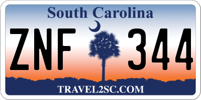 SC license plate ZNF344
