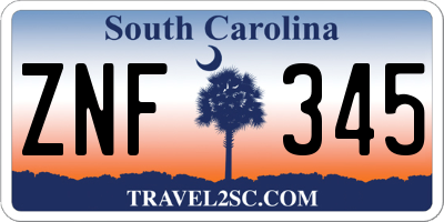 SC license plate ZNF345
