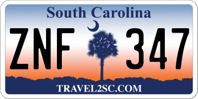 SC license plate ZNF347