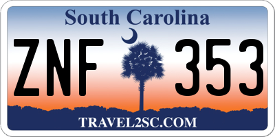 SC license plate ZNF353