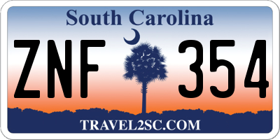 SC license plate ZNF354
