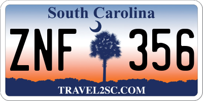 SC license plate ZNF356