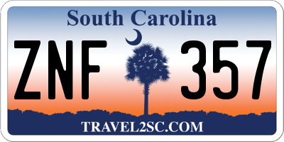 SC license plate ZNF357