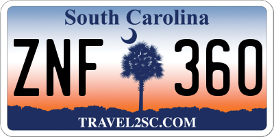 SC license plate ZNF360